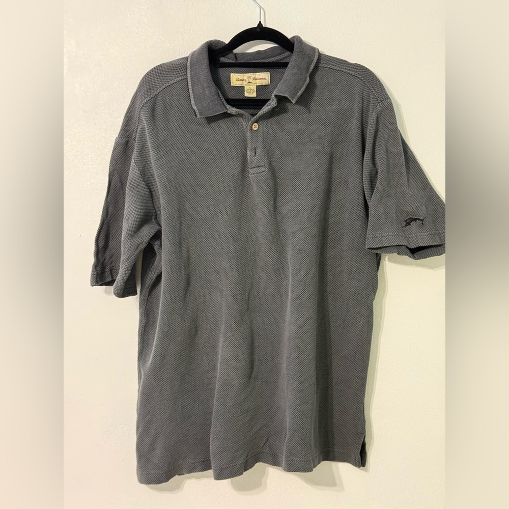 Tommy Bahama Charcoal Polo Shirt silk blend